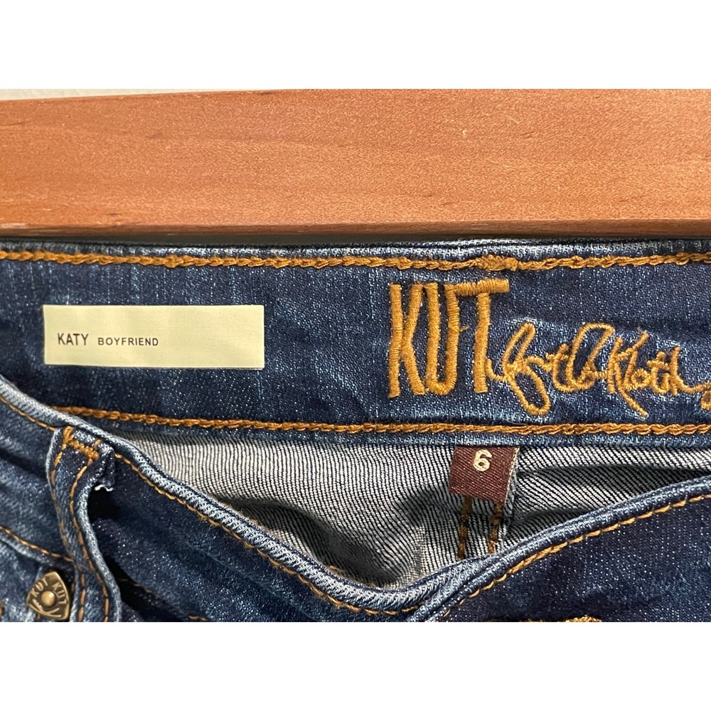 KUT from the Kloth Katy Boyfriend‎ Jeans Distressed Dark Wash Denim Size 6 - Picture 4 of 7